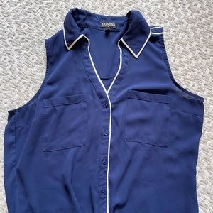 Express Button Up Sleeveless Blouse